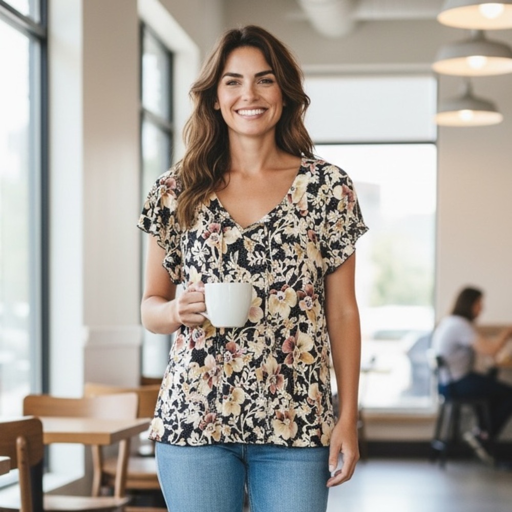 Floral V-Neck Blouse